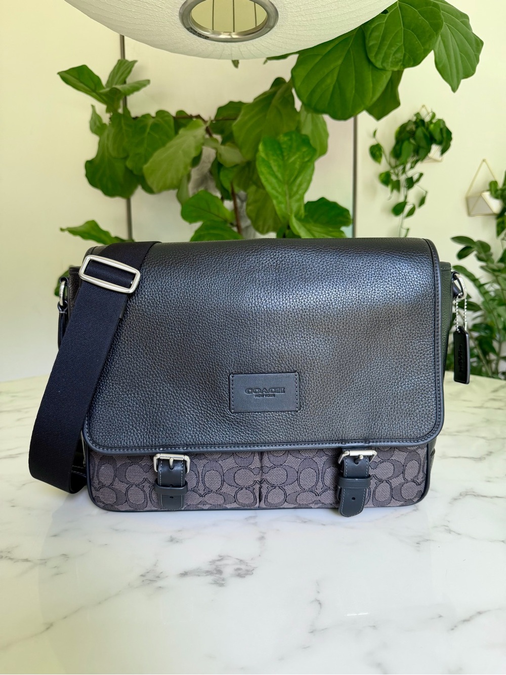 COACH Sprint Messenger Bag In Signature Jacquard Black CR334 Crossbody